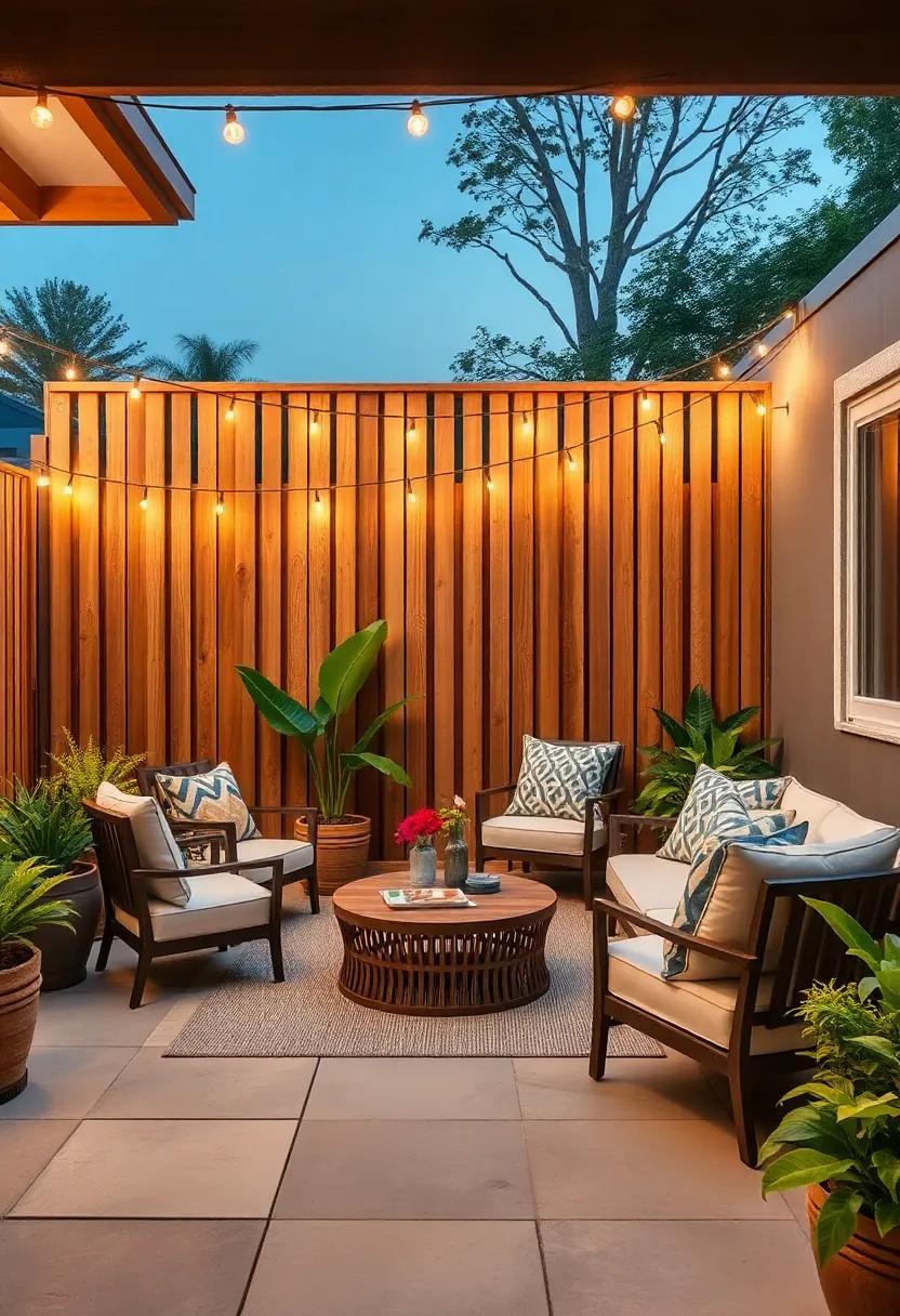 String Light Magic: hang twinkling string lights along ⁢the top of the fence for​ enchanting evening ambiance