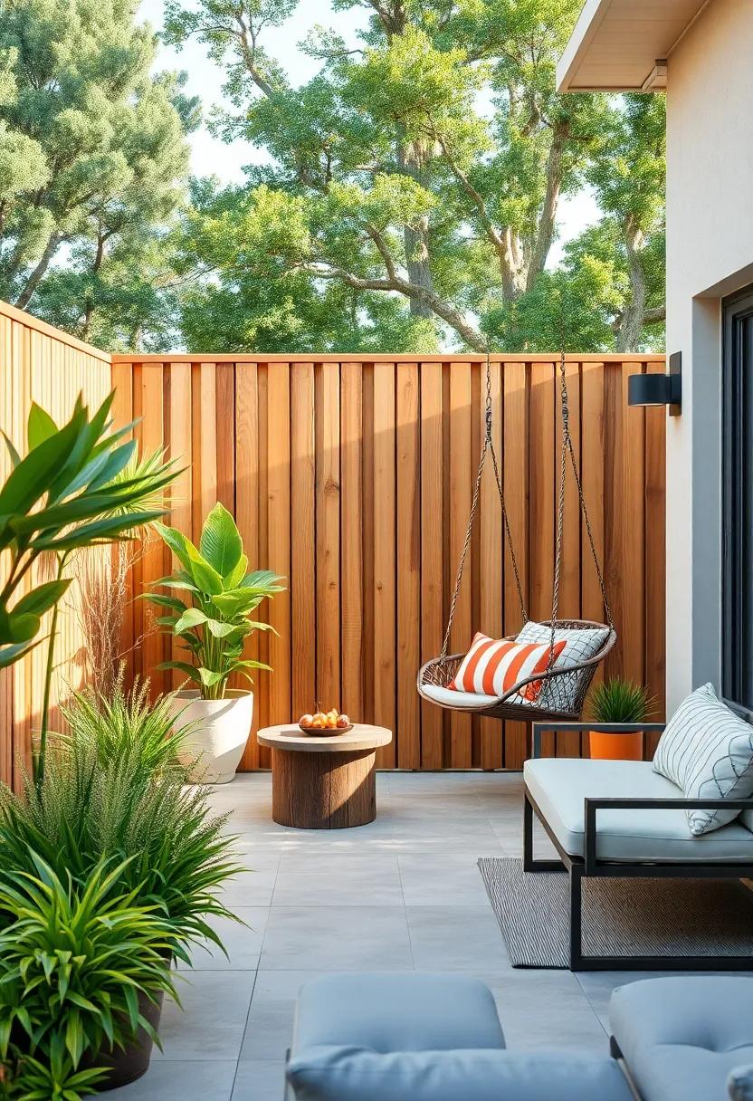 Hanging Swing Chairs: Suspend a swing chair from the fence for a fun and relaxing spot⁤ that beckons you to unwind