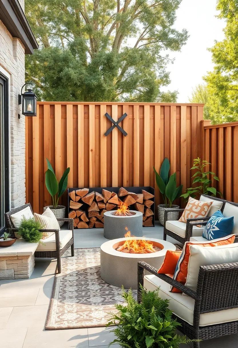 Cozy Firewood ⁢Holder: Build a creative firewood storage solution‍ along the fence,ensuring⁢ easy access for your fire pit while enhancing the rustic look