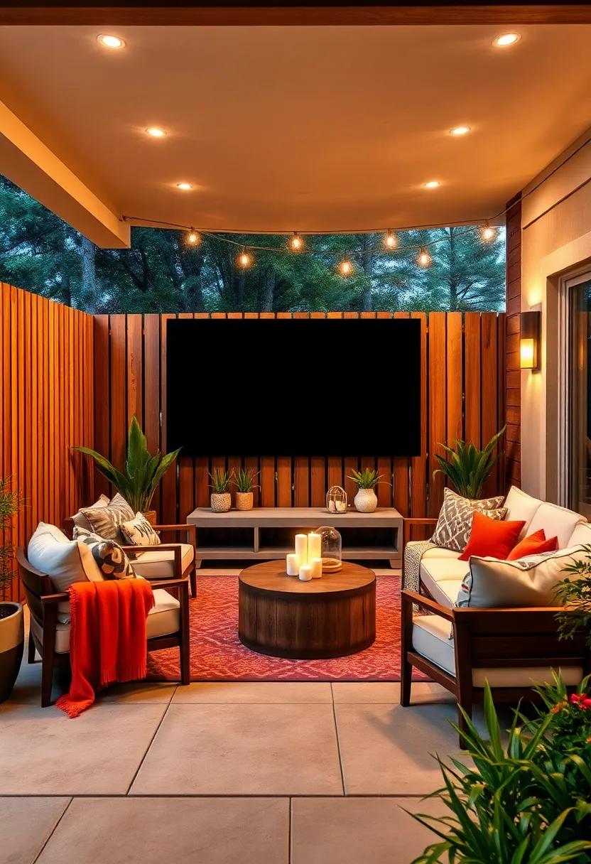 Outdoor Movie Screen: Mount‌ a screen on the⁢ fence‍ for ‌movie nights under the stars, complete with cozy ⁤blankets and popcorn