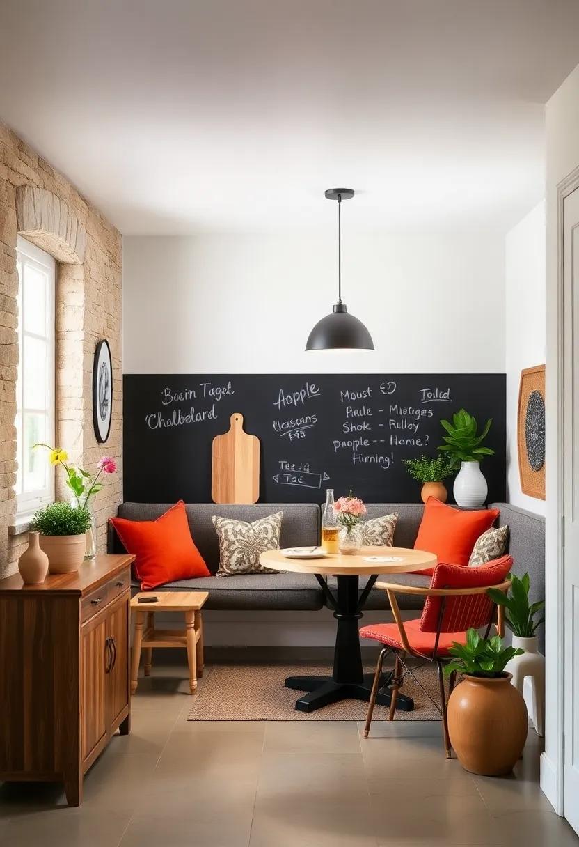 Charming Chalkboard: Paint ⁢a section ‌of the wall with chalkboard⁤ paint for a fun display area ‌where family ⁢members can ‍jot down notes ⁢or daily⁣ menus