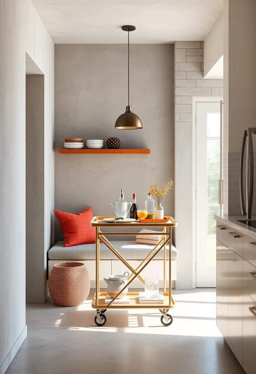 Cozy Bar ⁤Cart: Include a stylish bar ⁣cart for coffee-making essentials ⁣or juice blends, ⁢helping to keep everything⁣ organized while adding flair to your nook