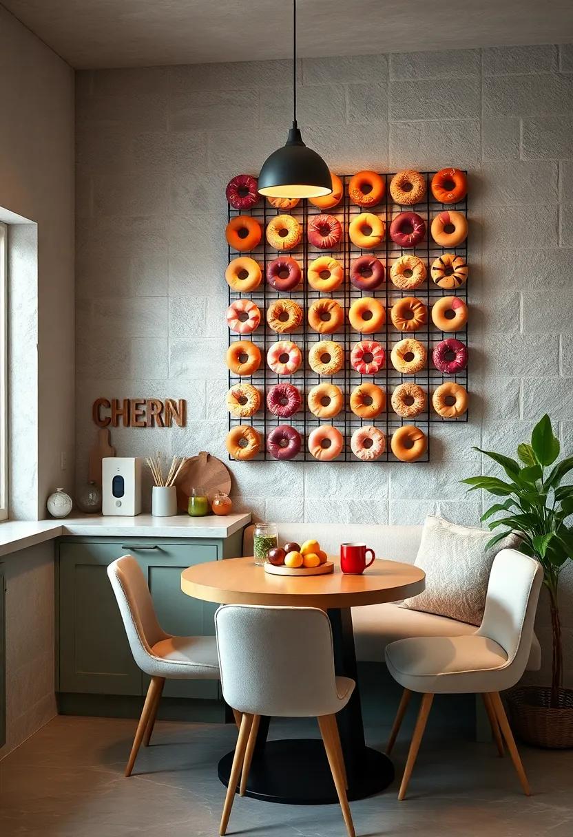 Decorative‍ Donut Wall: Create a ⁣whimsical donut wall ‌or hanging⁢ display for snacks​ that brings a sense of fun and​ engagement during breakfast