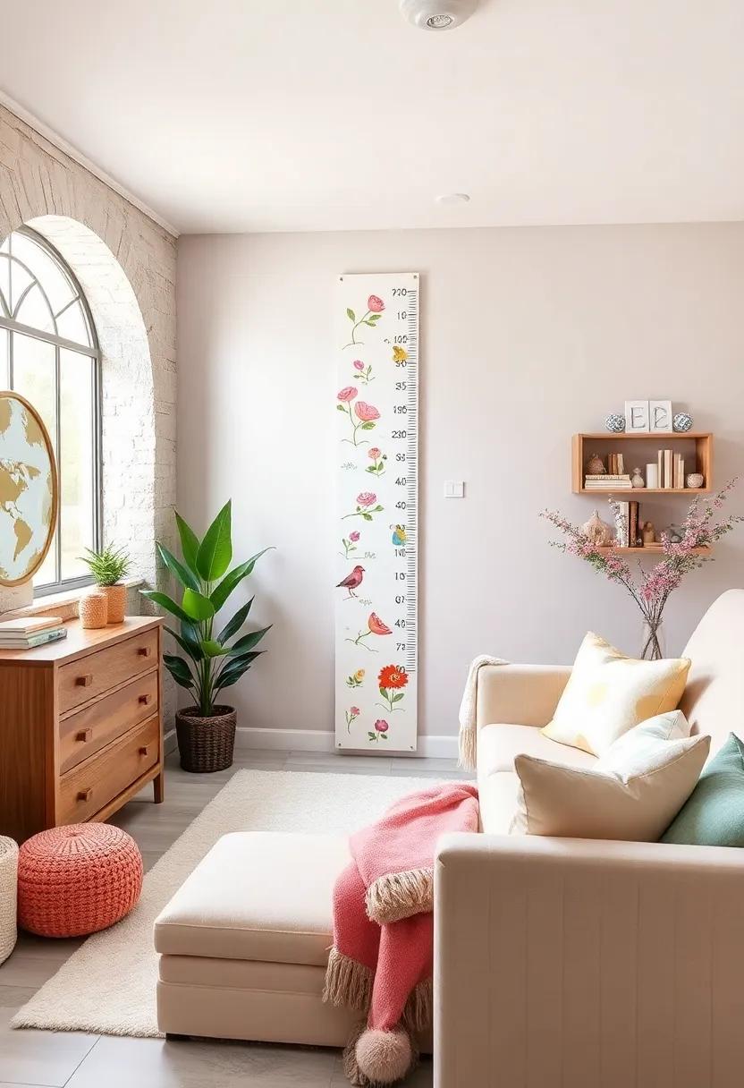 Interactive​ Growth Chart: Incorporate a charming growth chart that ​can double as decor and ⁣track⁣ your child's growth through⁤ the years