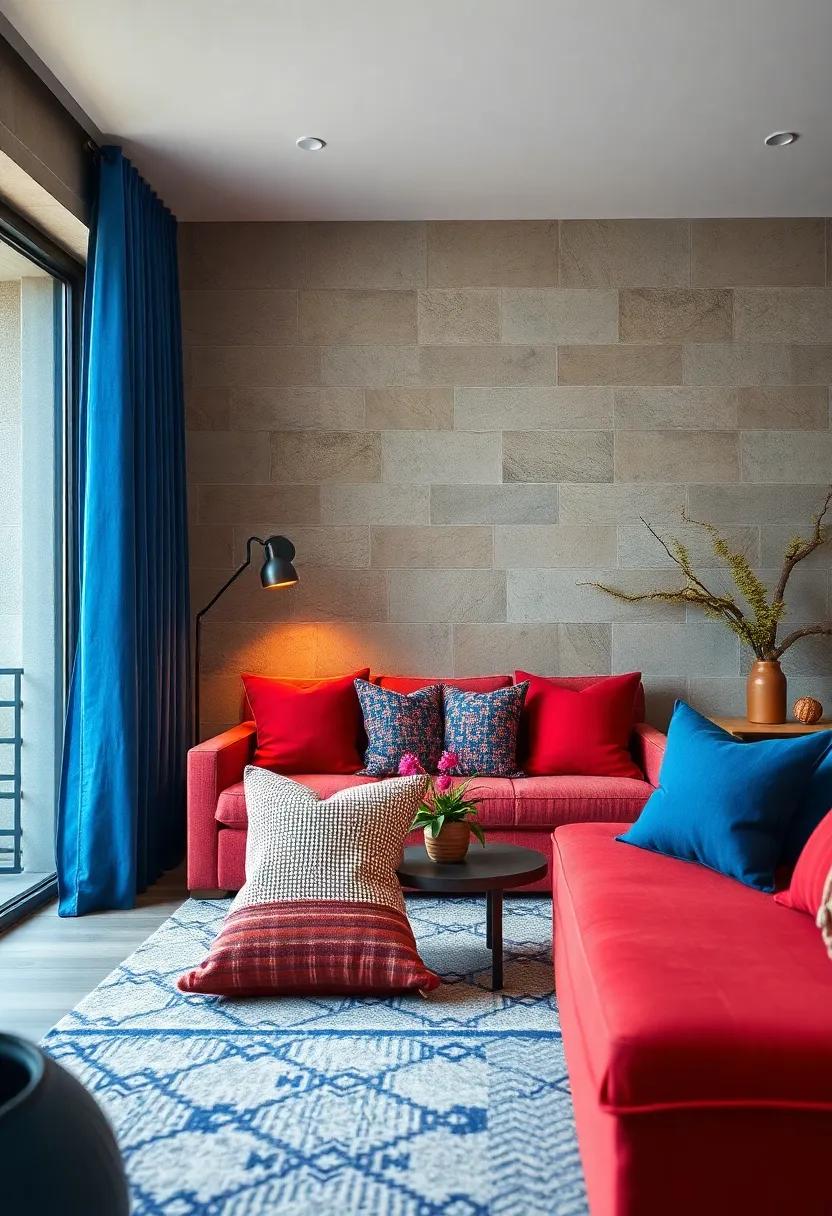 Accessories ​Matter: Use throw pillows ⁤in varying shades of red and blue‍ to introduce⁣ texture and comfort to the space