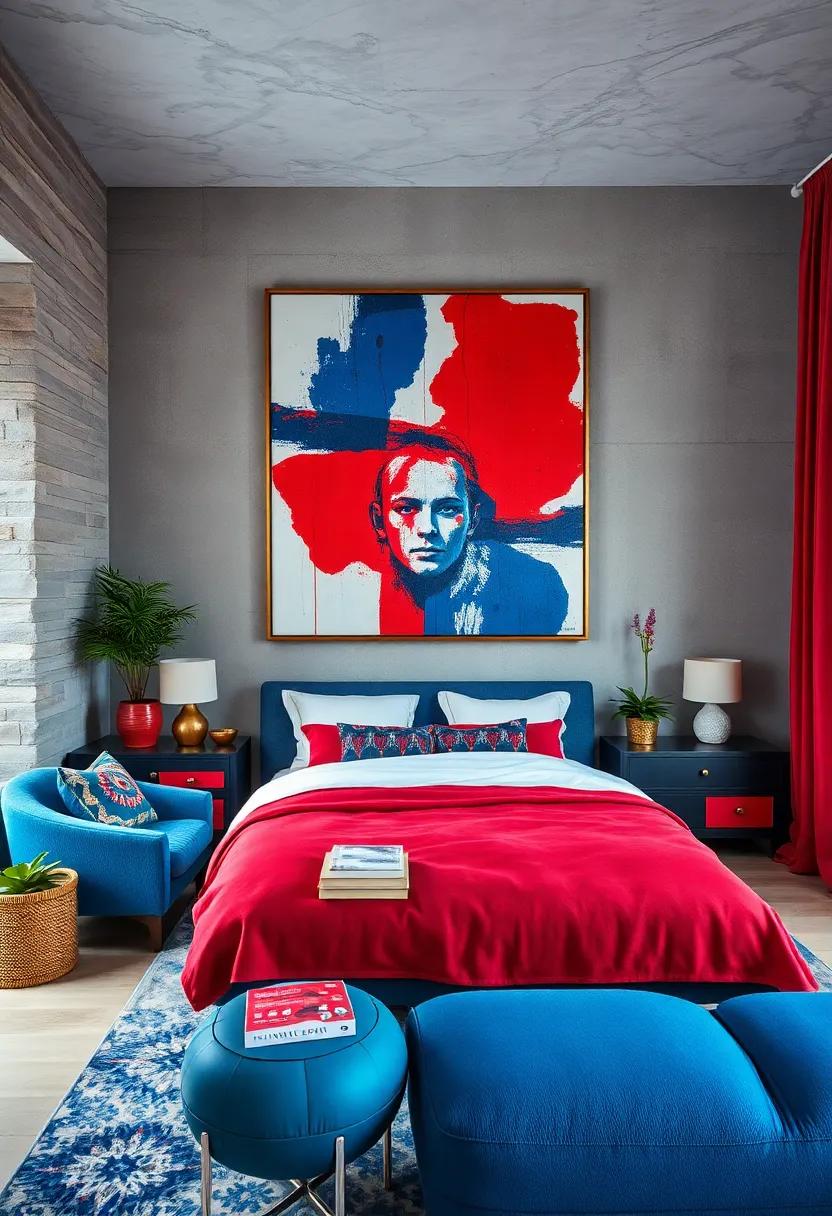 Art‍ with ‍Impact: Hang oversized ⁤art pieces that incorporate‍ red and blue, such ​as‌ abstract⁣ prints or ​framed posters of favorite characters