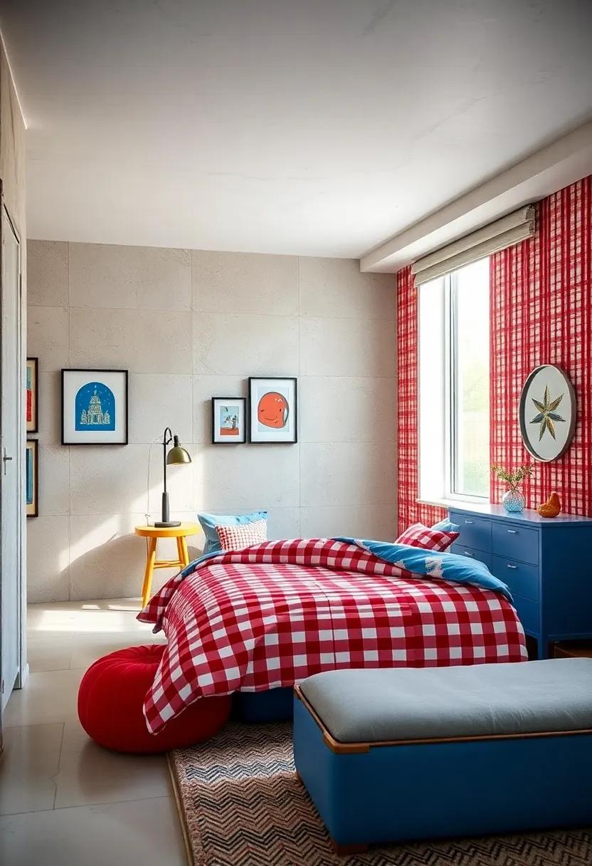 Fun with Pattern: Mix patterns ‌with striped⁤ or checkered bedding and wallpapers in red ⁤and​ blue for ⁢a playful feel that adds⁣ depth