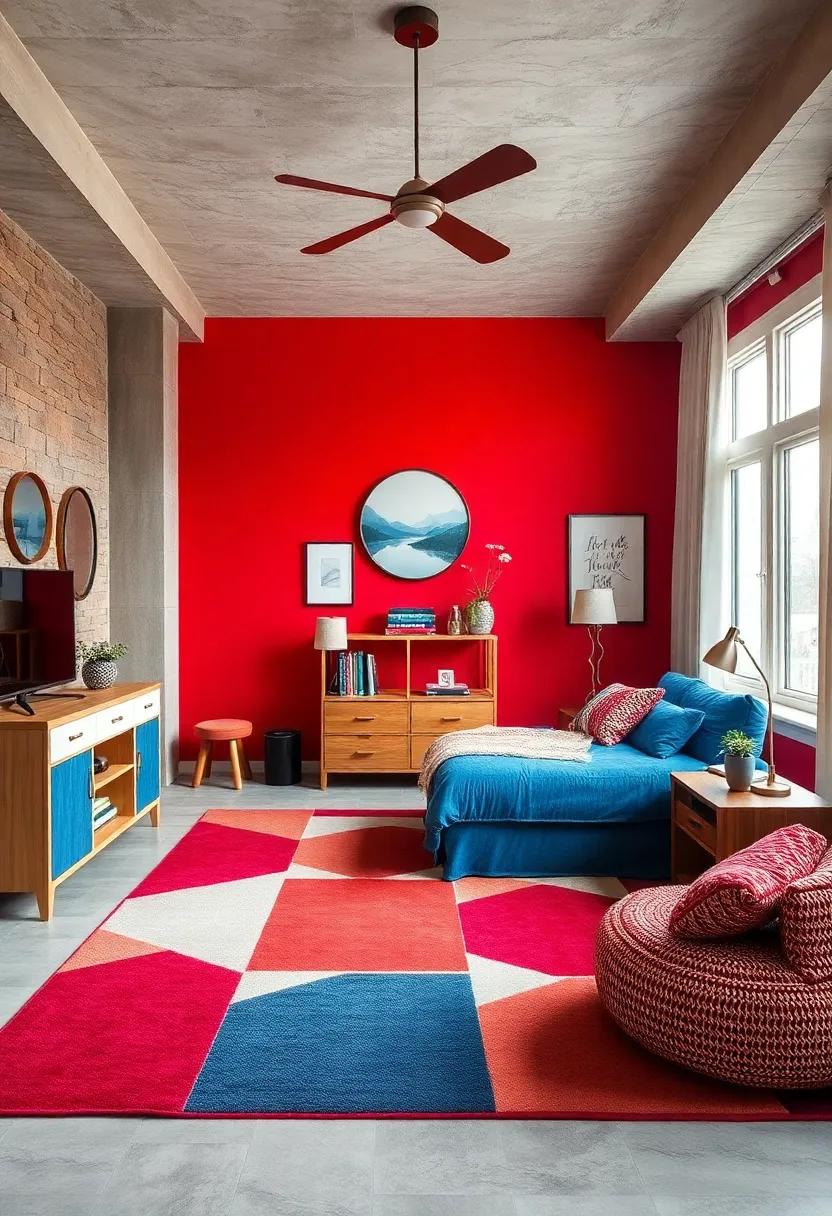 rug⁤ Revolution: invest in‍ a geometric rug⁣ that combines both colors, adding‍ warmth and style ⁤underfoot while tying⁢ the room together