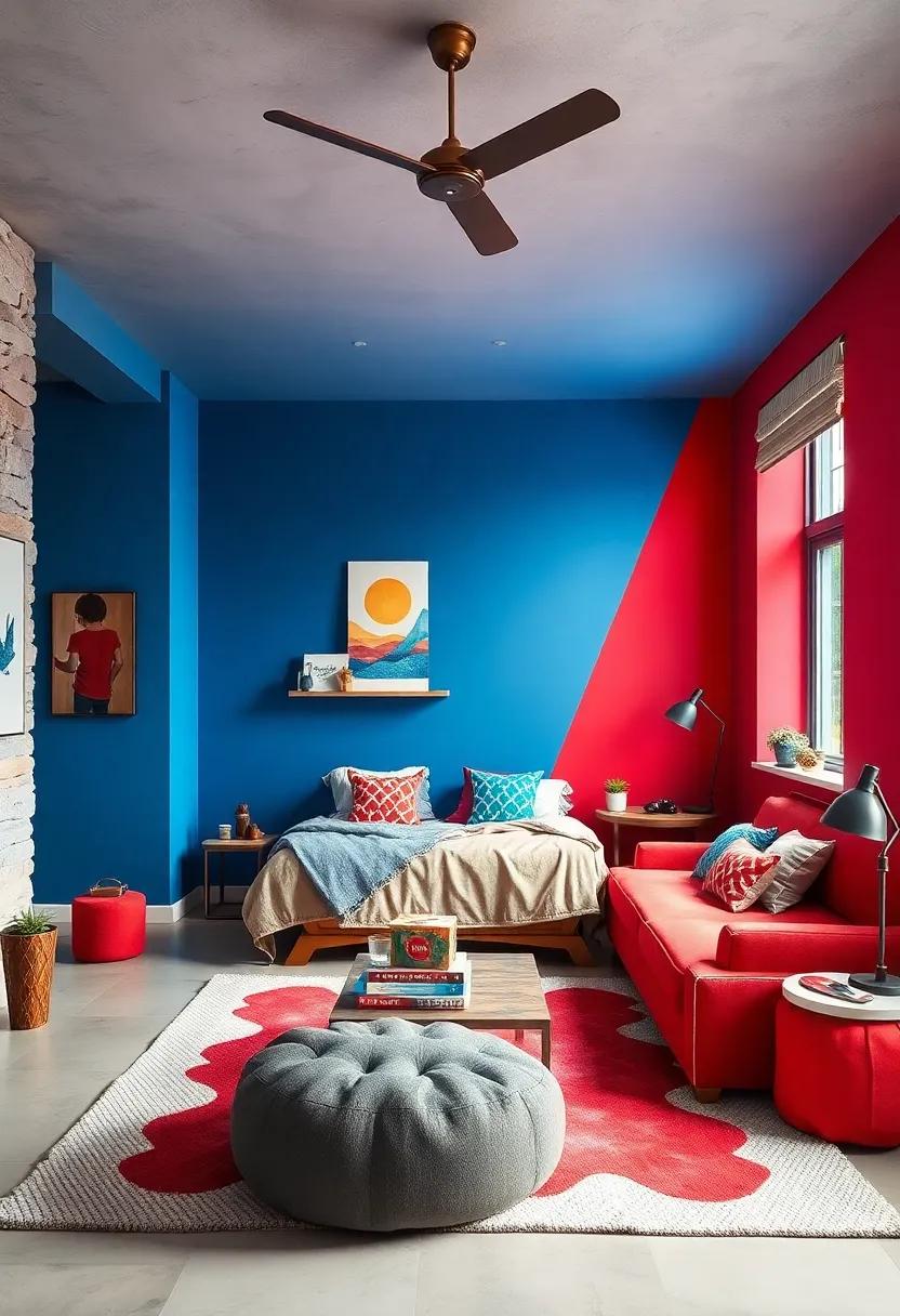 Start with a⁢ Bold Statement‍ Wall: ‌Paint one wall in a vibrant red to ‍create ⁤an eye-catching focal⁤ point⁣ that sets the tone for adventure