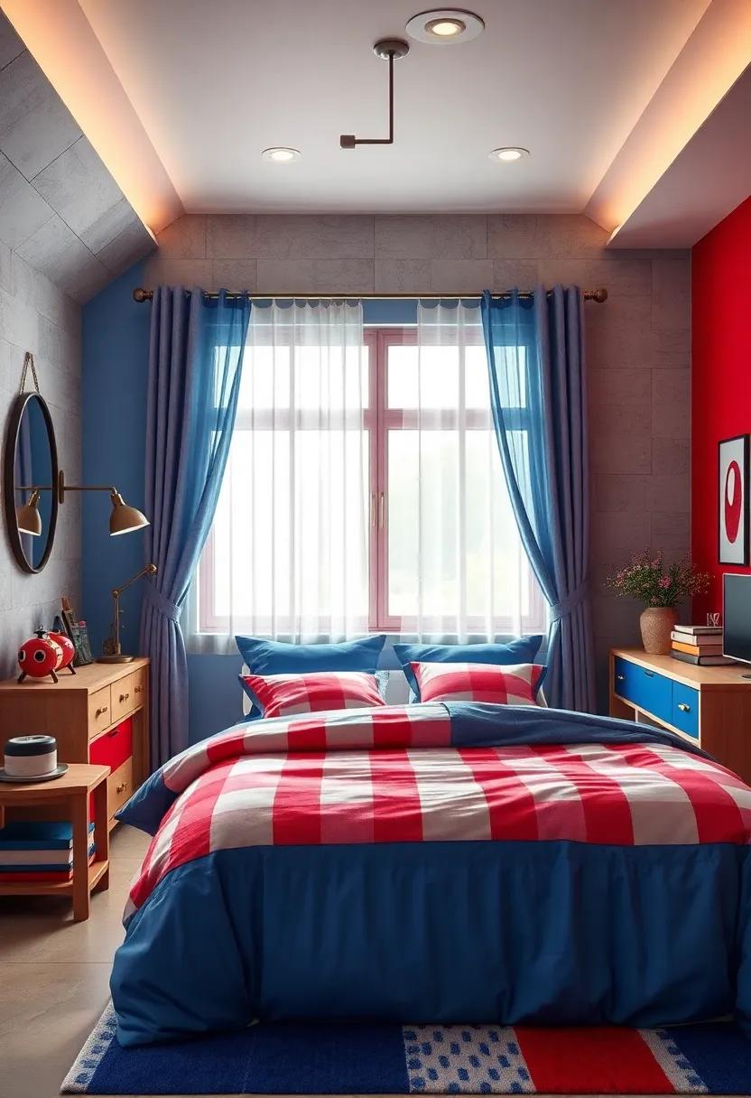 Themed⁢ Bedding: Choose​ bedding featuring ​both​ red ⁣and‌ blue elements, like nautical stripes or superhero​ designs,⁤ to unify the color scheme
