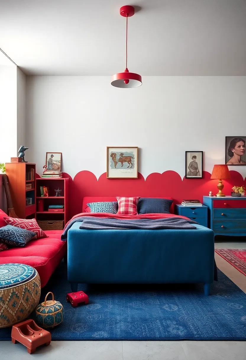 Vintage⁢ finds:⁤ Hunt⁢ for vintage toys or decor⁤ pieces in red and ⁢blue hues at thrift shops to give the room a unique personality