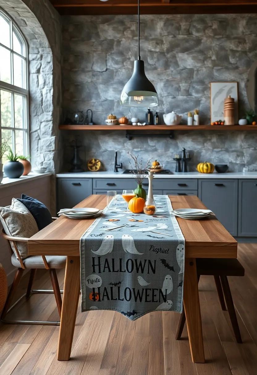 Ghostly Table Runner: Opt for a⁤ table runner adorned with ghostly figures and eerie phrases to create ‌a playful​ yet‌ haunting atmosphere during your Halloween feasts