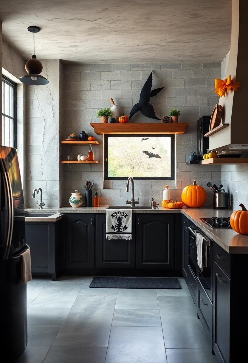 Halloween-themed Tea Towels: Hang tea towels with spooky prints or phrases to merge ‌functionality with festive flair,adding character to your kitchen workspace
