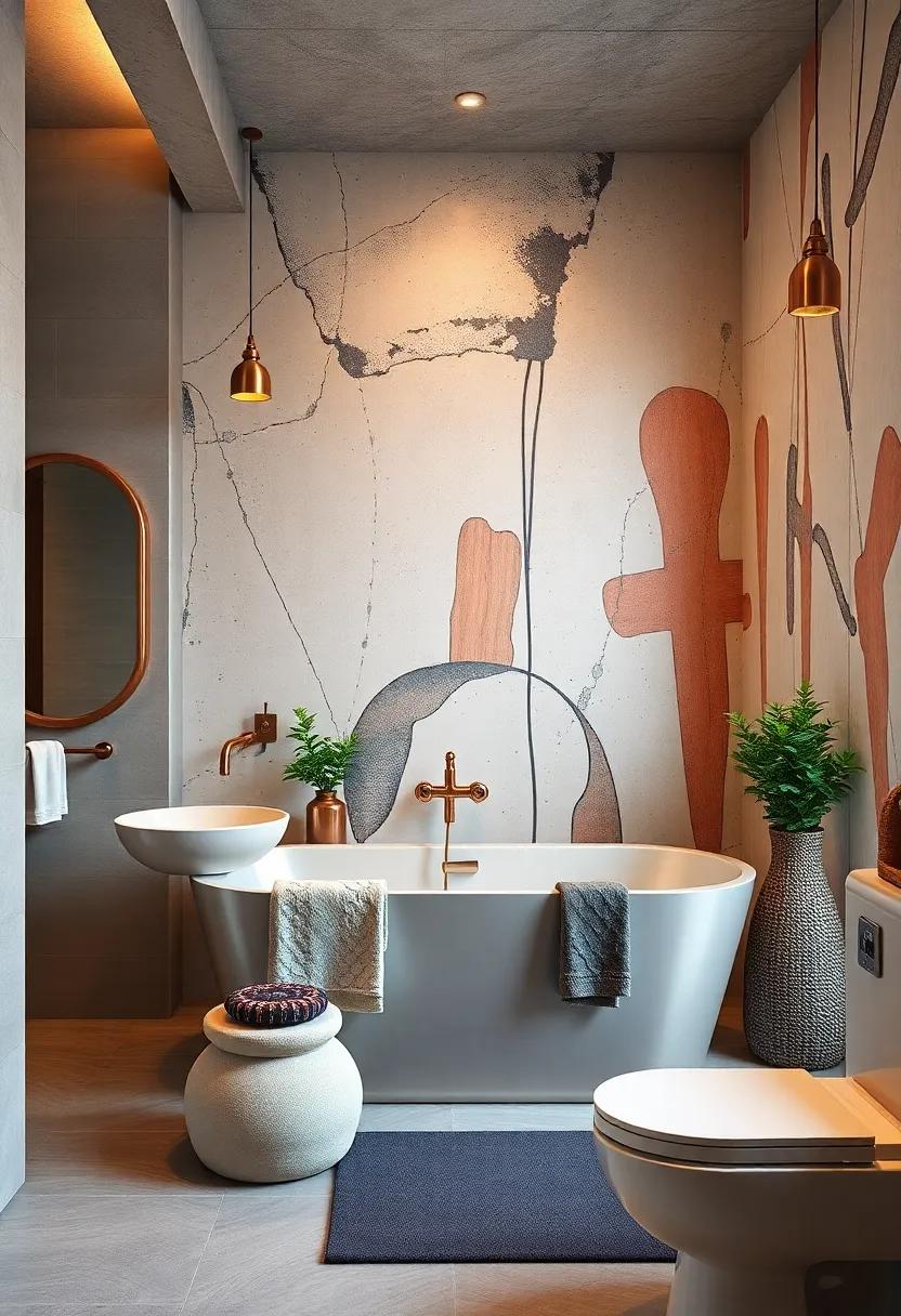 Artistic ⁢Wallpaper: Use graphic ⁢wallpaper featuring copper ‌accents to⁤ create a feature wall that adds personality and visual intrigue