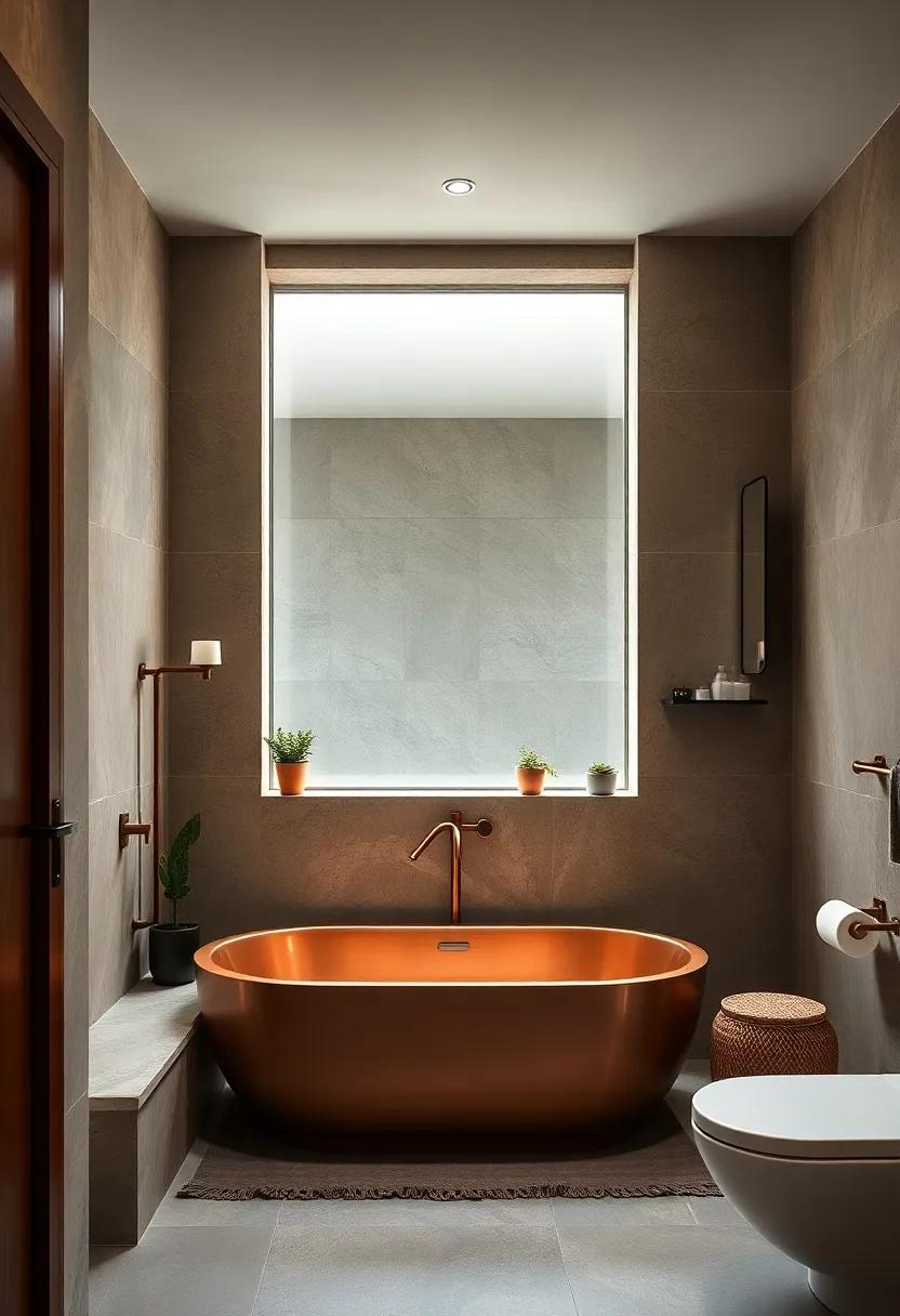 Eco-Friendly⁣ Finish: Opt for a sustainable ⁣approach by integrating recycled copper‌ elements into your bathroom design, merging eco-consciousness with industrial ⁢flair