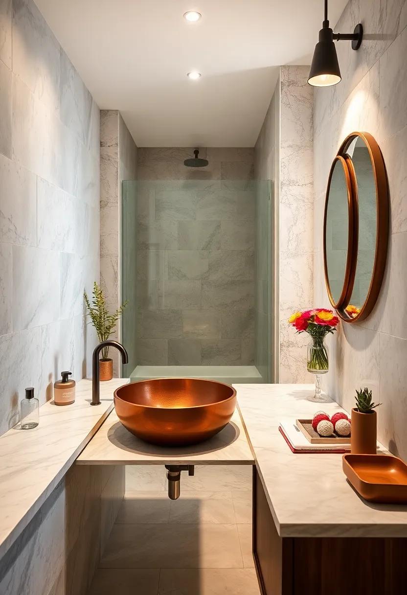 Elegant ⁤Copper sink: Opt‍ for a striking ⁤copper ​sink set⁢ into ​a granite or ⁣marble countertop for ‌a luxurious contrast ‍that feels both modern and timeless