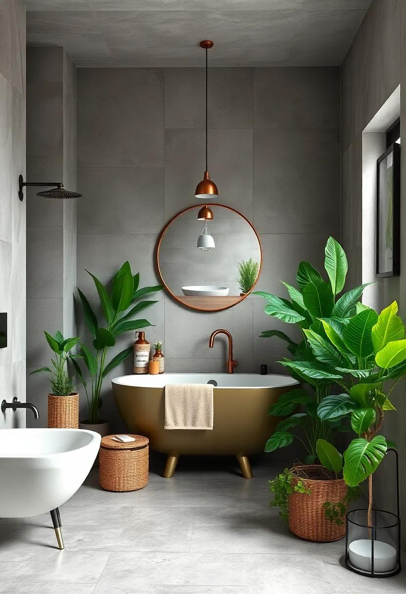 Nature-Inspired Plants: Bring greenery into⁤ your industrial bathroom with plants that contrast beautifully against copper elements, enhancing your overall design