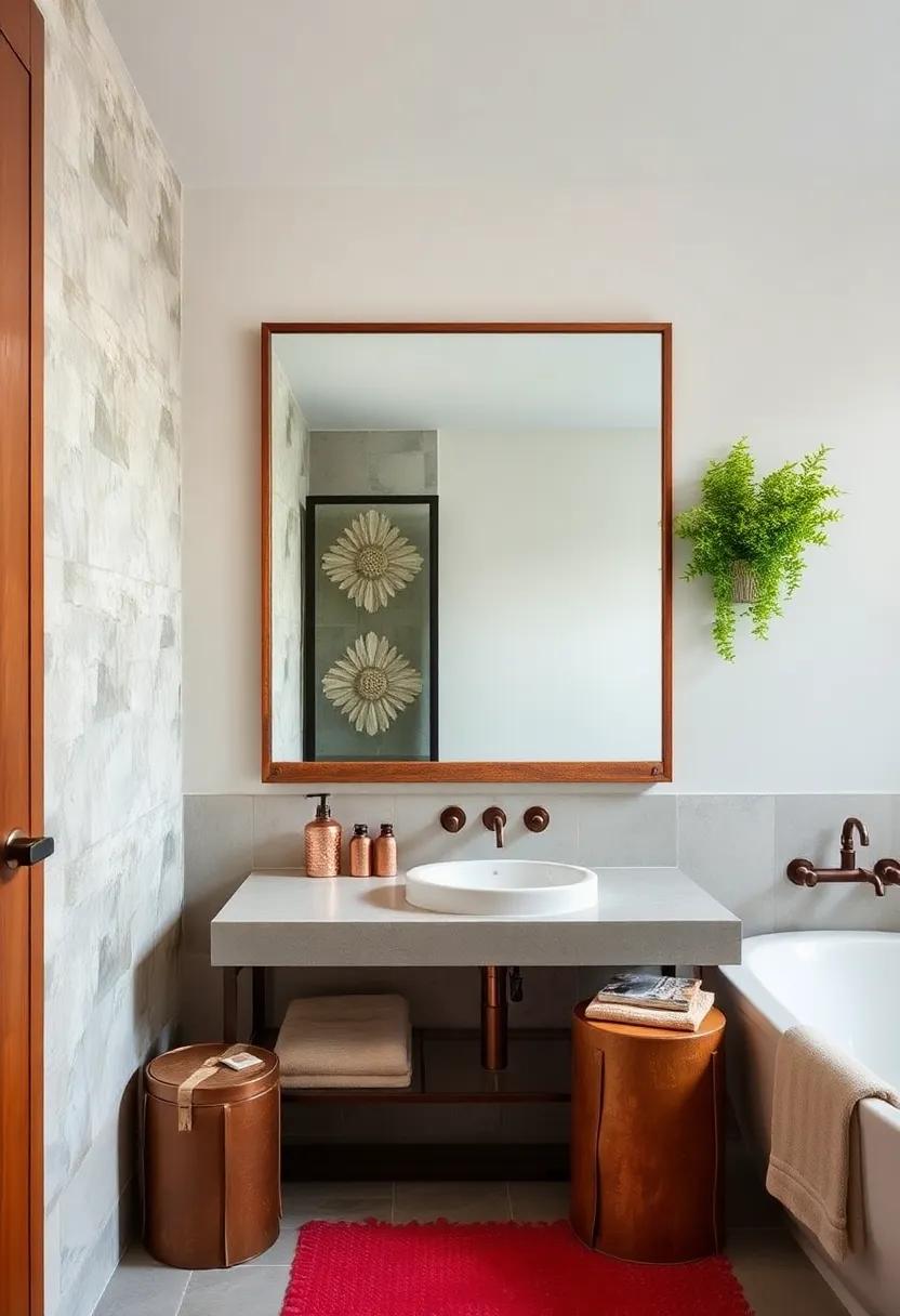 Vintage Mirrors: Frame an oversized mirror in‍ distressed copper for a touch of⁤ vintage charm, reflecting‍ both‌ light and style in your bathroom