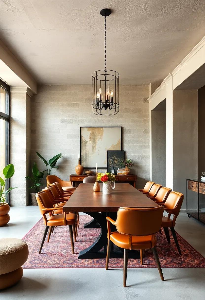 Industrial Chic: Learn how⁢ to incorporate chic elements‍ like ⁢leather dining chairs and distressed metals to craft a modern yet timeless dining room