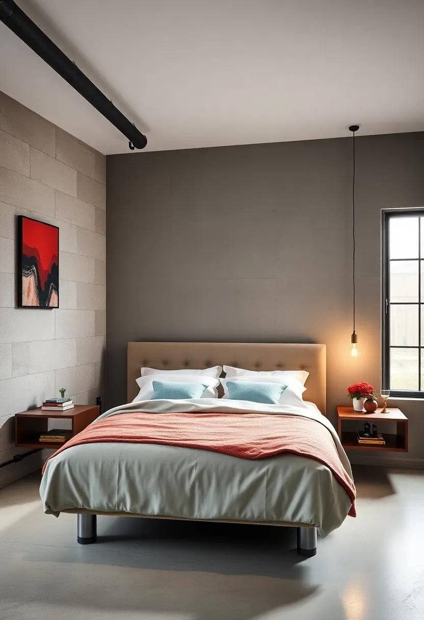 Industrial Chic: View‍ an‍ urban-inspired bedroom with metal floating nightstands,complete with exposed⁣ pipes and Edison bulbs,giving a raw​ edge to sophisticated decor