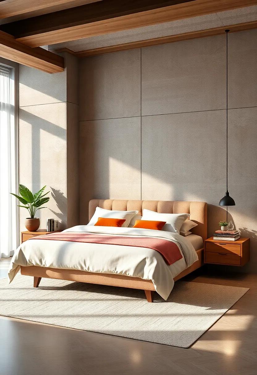 Vintage Touches: Admire a retro-inspired⁣ bedroom,⁤ featuring floating nightstands with a vintage ⁤finish that brings nostalgia and charm to modern living