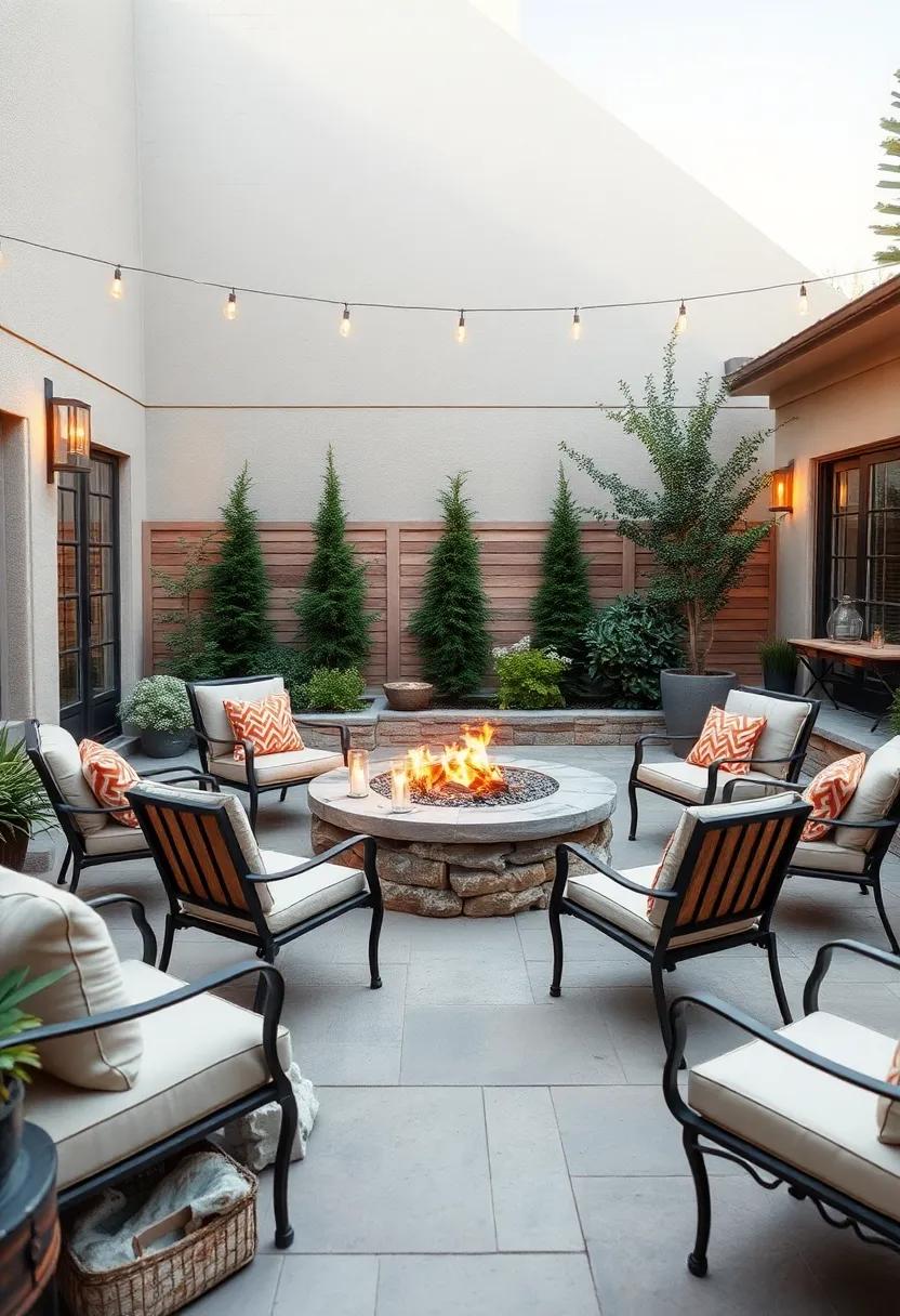 Embrace ⁤Rustic ⁤Charm: Create ⁤a‍ cozy‍ retreat ⁤with a⁤ weathered wooden dining table surrounded by⁤ mismatched chairs, ⁢centered around a‍ circular stone fire pit