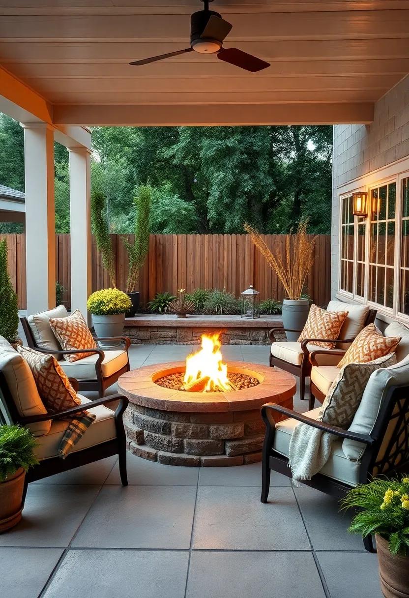 Classic⁢ Comfort: Install a traditional brick fire pit ‌surrounded by ‌cushy, oversized ⁤armchairs draped in warm‍ blankets for an evening of warmth and conversation