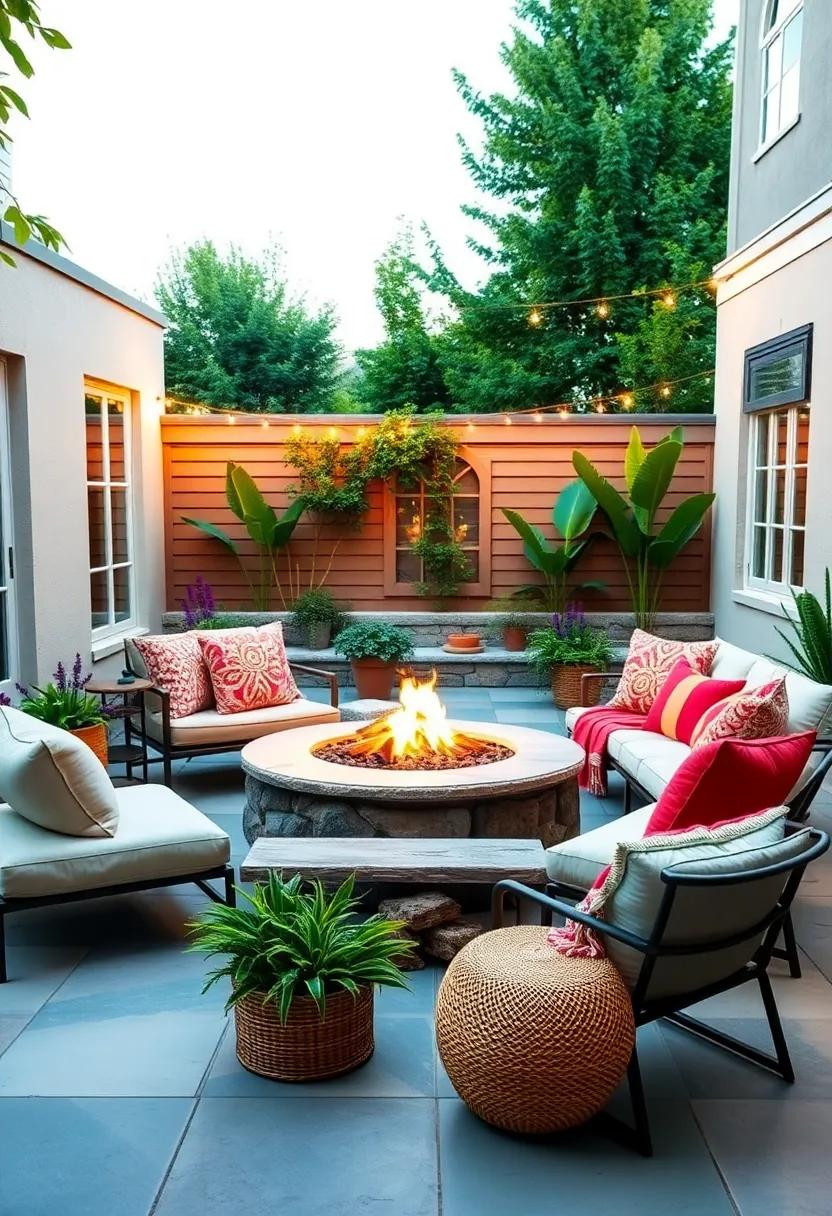 Bohemian Bliss: Layer soft, colorful cushions around a ⁢fire pit,‌ adorned with​ fairy lights and ⁢a few potted plants, to foster a‌ laid-back, inviting ‌atmosphere