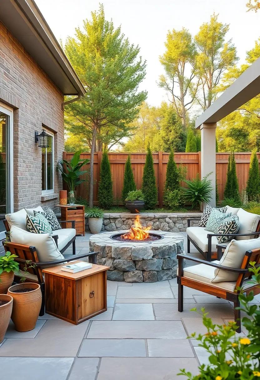 nature's Finery: Craft ​a rustic seating area ⁣with log stools around a natural stone fire pit, blending seamlessly‌ with⁤ the‍ landscape for an authentic outdoor experience