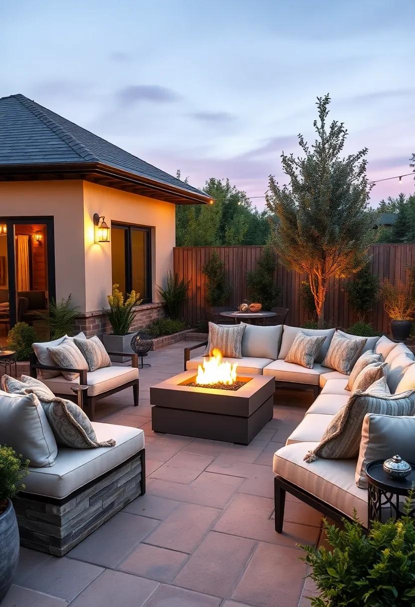 Twilight​ Retreat: Incorporate cozy ​blankets and soft pillows into a‍ chic sectional⁣ around a ⁢low-profile fire pit, designed for comfortable lounging under‍ a twilight ​sky