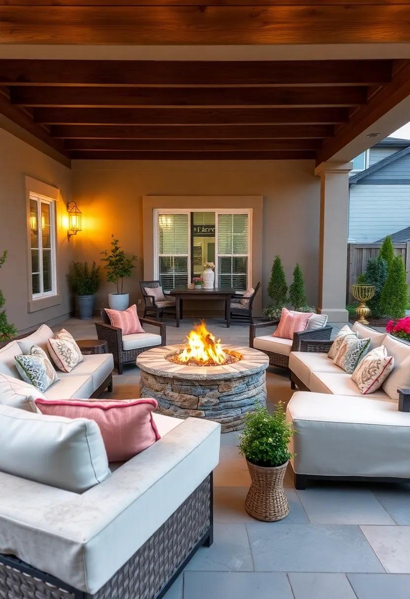 Family Fun Zone: Set up⁤ a fire⁣ pit with built-in benches wrapped⁢ in ‌cushions, perfect ⁣for roasting‌ marshmallows and enjoying family game nights under the‌ stars