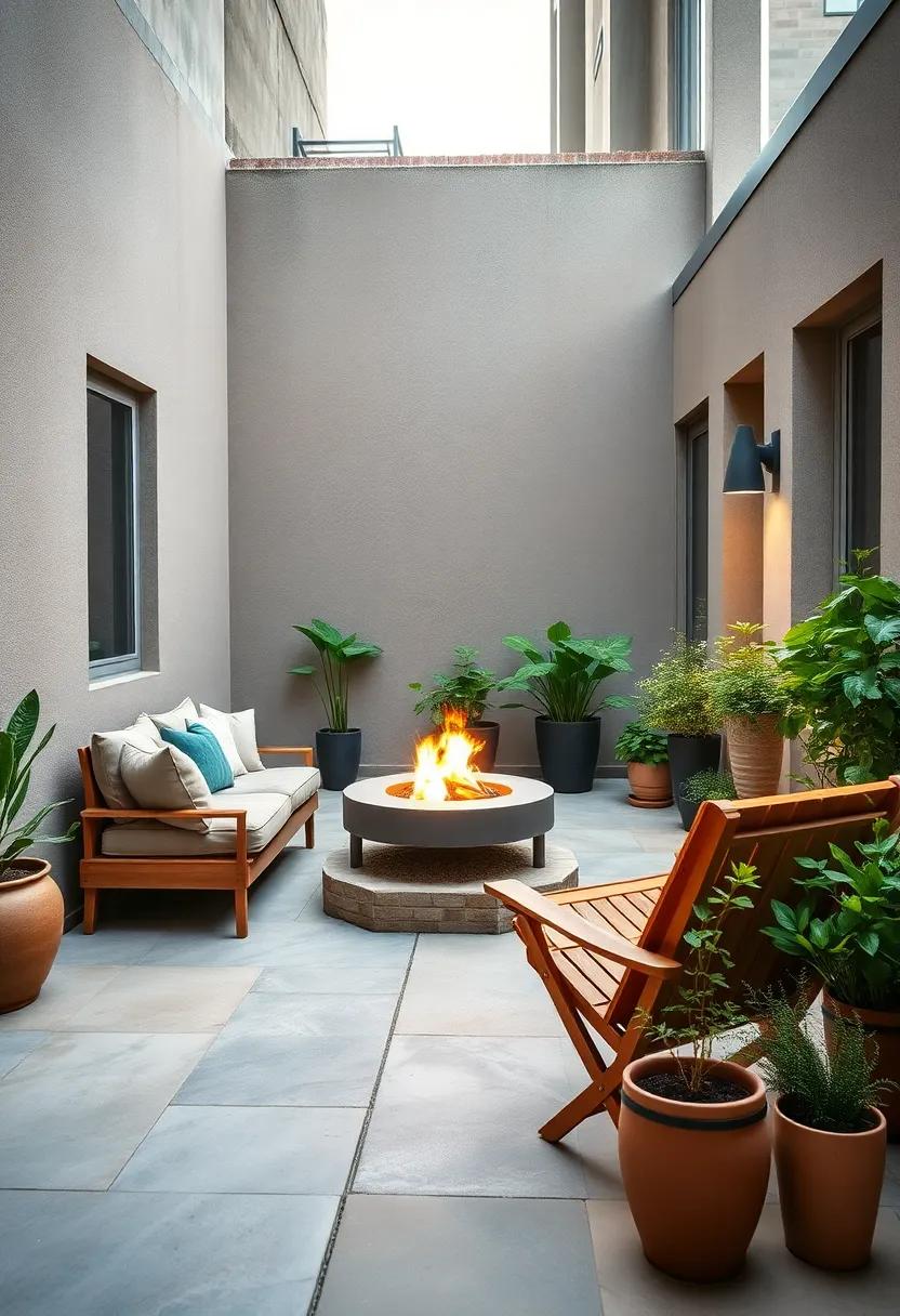 Urban⁣ Escape: Maximize a ‍small balcony with a compact ‌fire pit and folding chairs, surrounded‌ by potted‌ herbs‍ to ‍create a refreshing retreat in the ⁣city