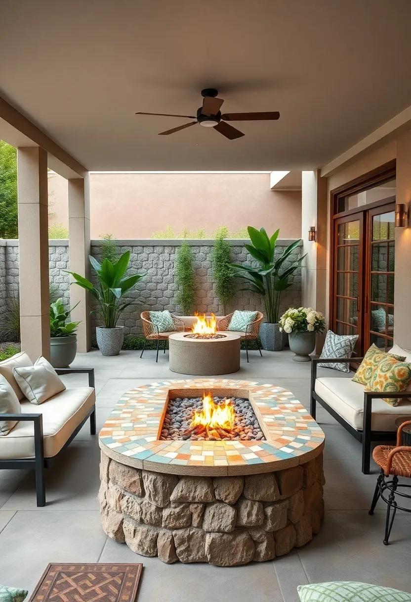 artsy ‌Aesthetic: Use funky mosaic⁢ tiles for a unique ‍fire pit and ‌pair⁤ it with eclectic, art-inspired ⁣furniture that sparks creativity and conversation