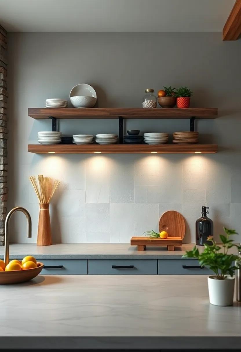 Consider shelves with integrated lighting ⁢to‍ highlight your collection of artisanal dishware, adding ambiance and ⁢warmth ⁢to⁢ your rustic kitchen atmosphere