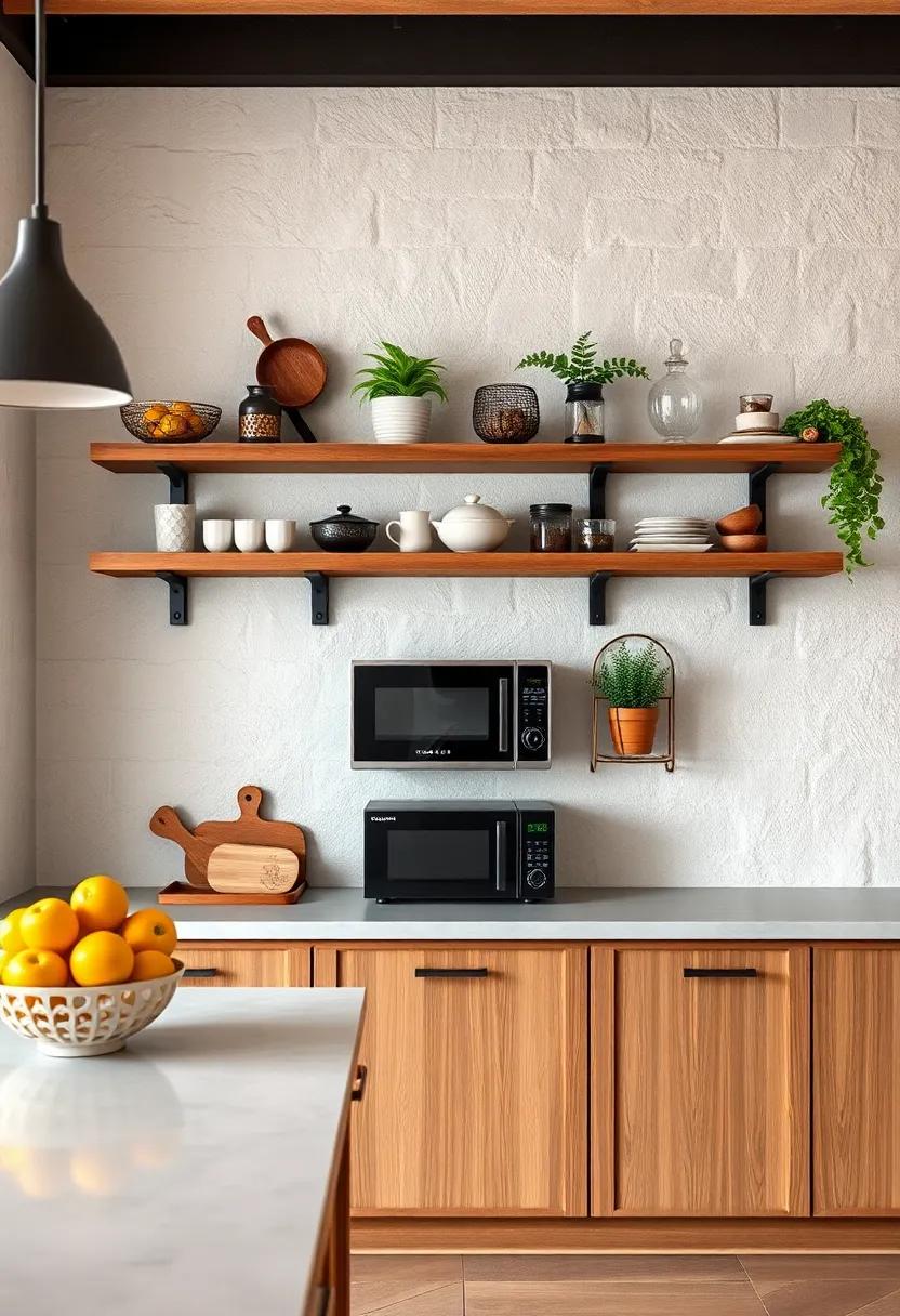 Donate a few shelves​ to⁤ house small ​appliances to free up counter⁢ space, utilizing rustic shelves ‌as ​smart storage solutions for a clean and tidy look