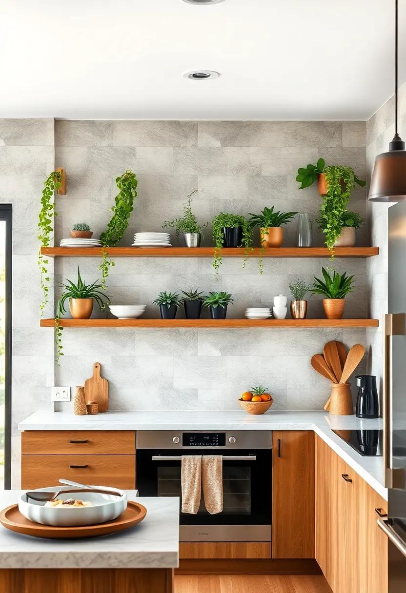 Incorporate natural ⁢elements by⁢ adding trailing plants or⁤ succulents on‌ your shelves, breathing life into your ⁤kitchen ​and promoting a sense ‌of tranquility