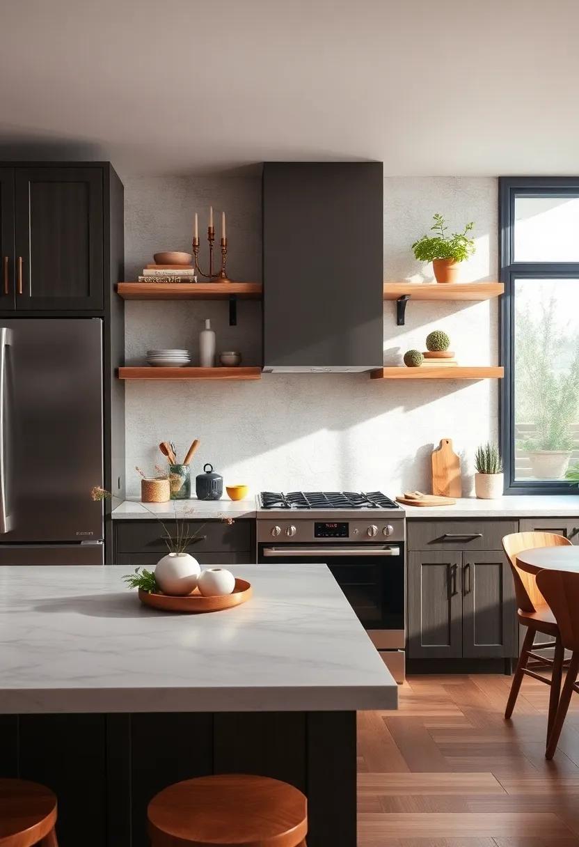 Use⁣ whitewashed ⁤wood shelves to ‌provide ⁤a bright contrast against ⁢darker cabinetry, enhancing the open ‌airiness of your ​kitchen while maintaining that rustic​ vibe