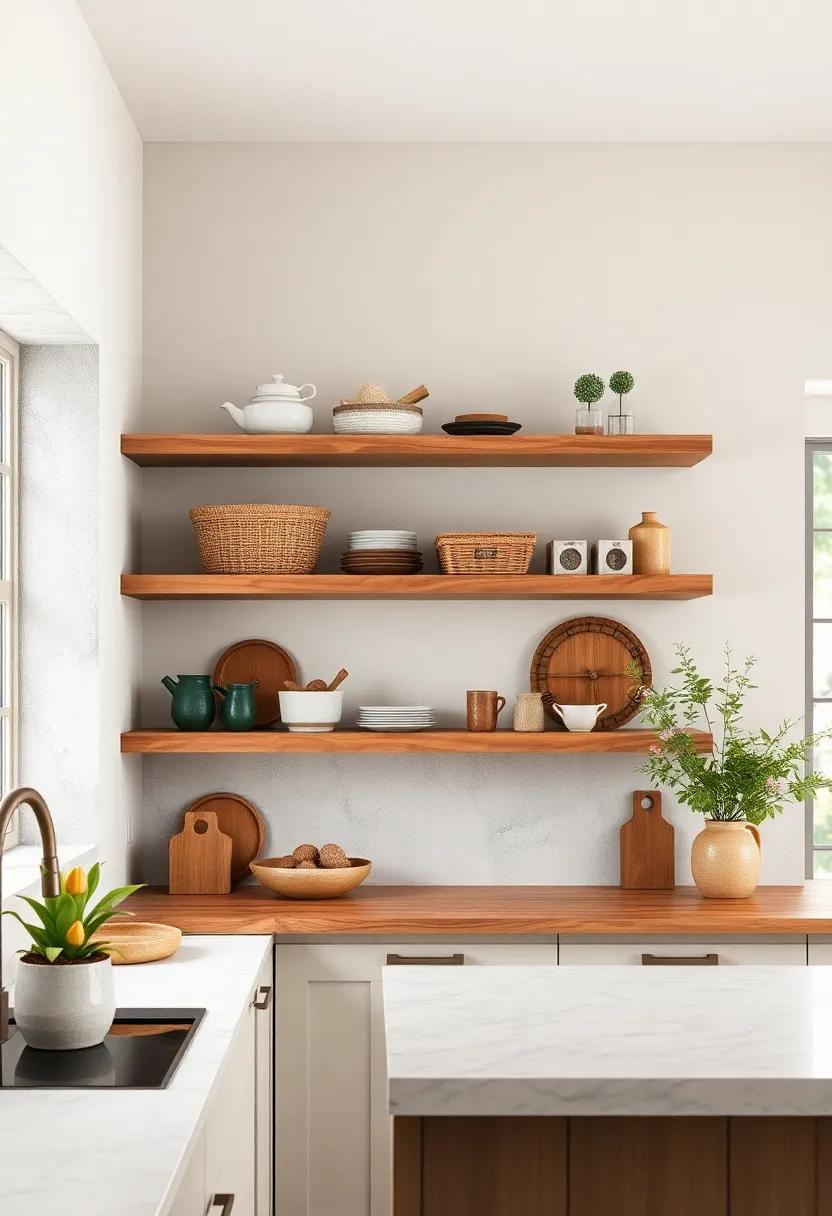 Use baskets and decorative boxes on your floating shelves to store items neatly,ensuring ⁢that your culinary space remains stylish‍ and clutter-free