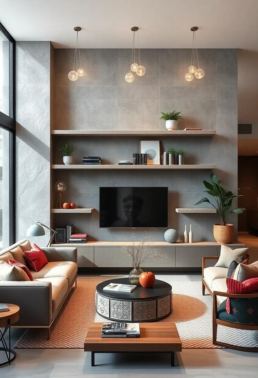 25 Stylish Floating Shelves Paired with Matching Furniture for Your Living Room
