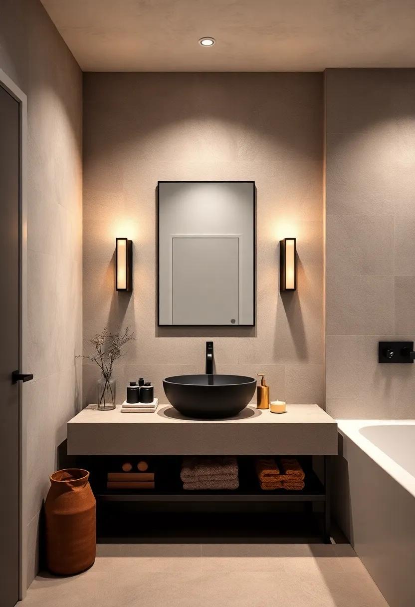 Modern Minimalism: Opt for sleek, geometric sconces in matte black that add a touch of contemporary style while providing targeted lighting for your vanity area