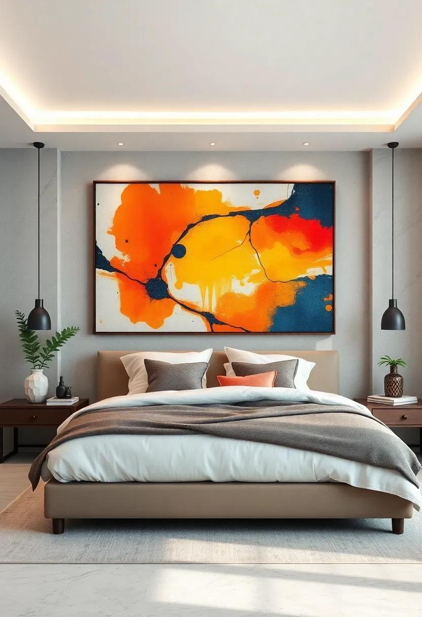 Abstract Canvas Artwork: Choose bold abstract pieces ​that serve ⁤as eye-catching focal points above‌ your bed