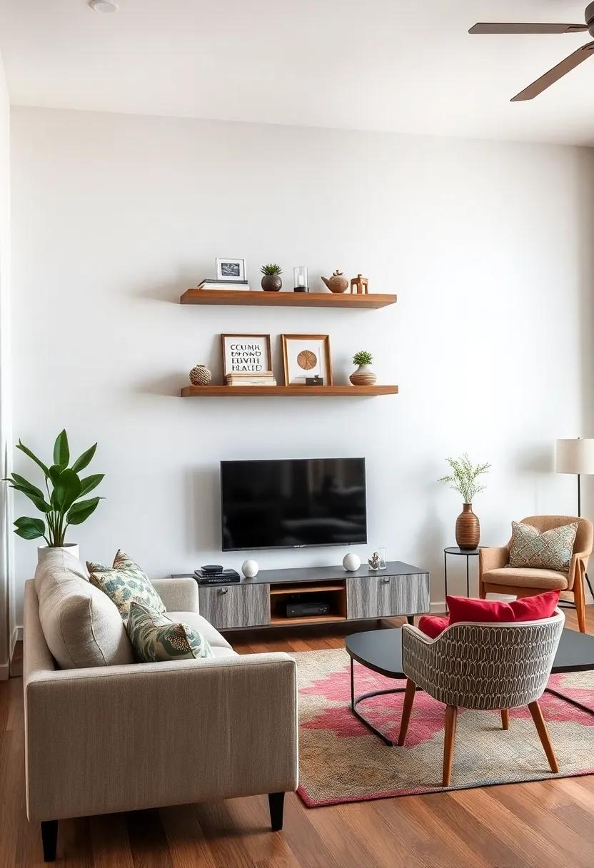 Playful⁣ Patterns: Floating‍ shelves ⁤decorated with patterned‌ wallpaper paired ⁣with eclectic ⁣furniture pieces ‍will⁣ showcase​ your creative side in a ⁢fun, stylish way