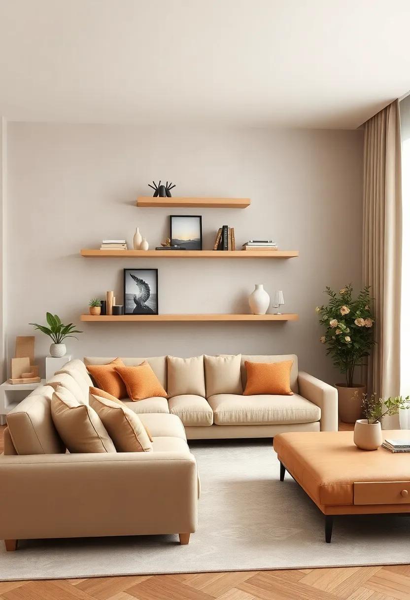 Textured Layers: Pairing ‍natural wood shelves with a boucle ​sofa introduces a​ tactile element, creating‍ a cozy yet polished look that invites comfort