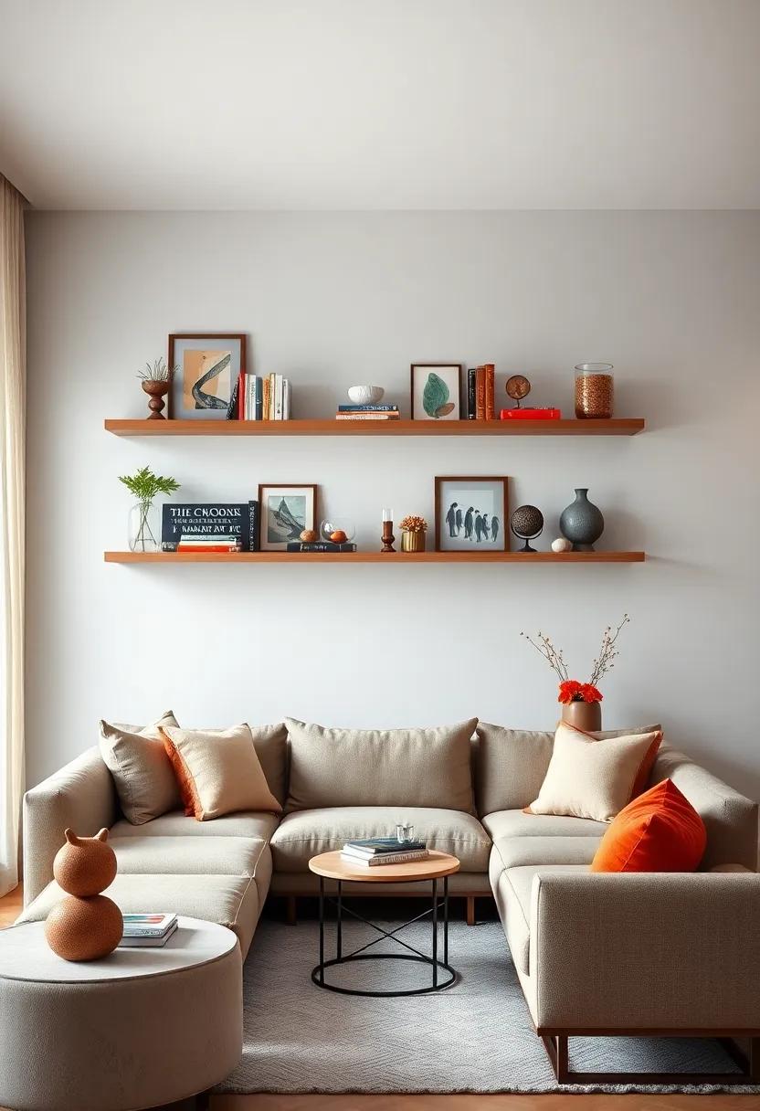 Artistic Displays:​ Utilize floating ⁣shelves to‍ showcase your books‌ and favorite decor items, paired with⁢ an ‌artistically designed side table‍ for a cultured and stylish living space