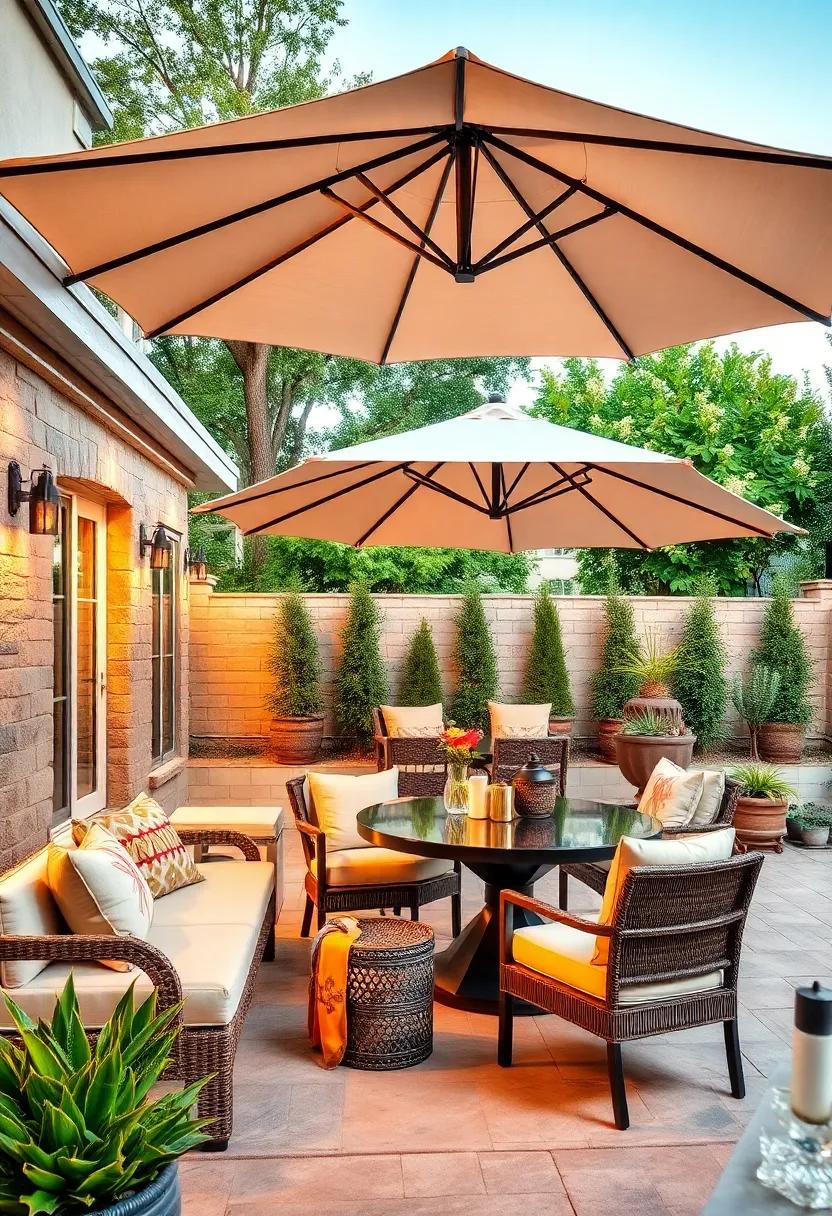 Umbrella Oasis: ⁢Invest in a large,stylish umbrella or gazebo to provide ‍shade ‍while maintaining​ a⁢ chic aesthetic