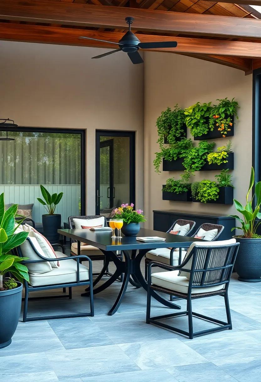 Vertical Gardens: Enhance your outdoor space with vertical planters, showcasing herbs and flowers that ⁢add freshness to your dining experience