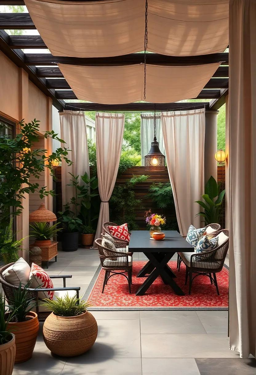 Chic ​Privacy: Use ‌outdoor curtains or trellises ‌with climbing‌ plants to create a secluded ⁣dining oasis