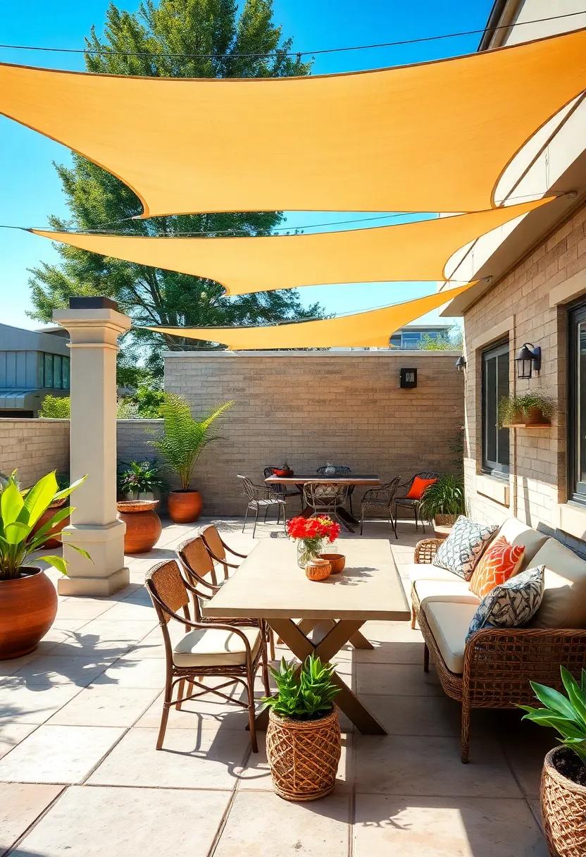 Shade Sails:⁢ Install stylish shade sails for a modern‍ twist on sun protection while elevating your outdoor décor
