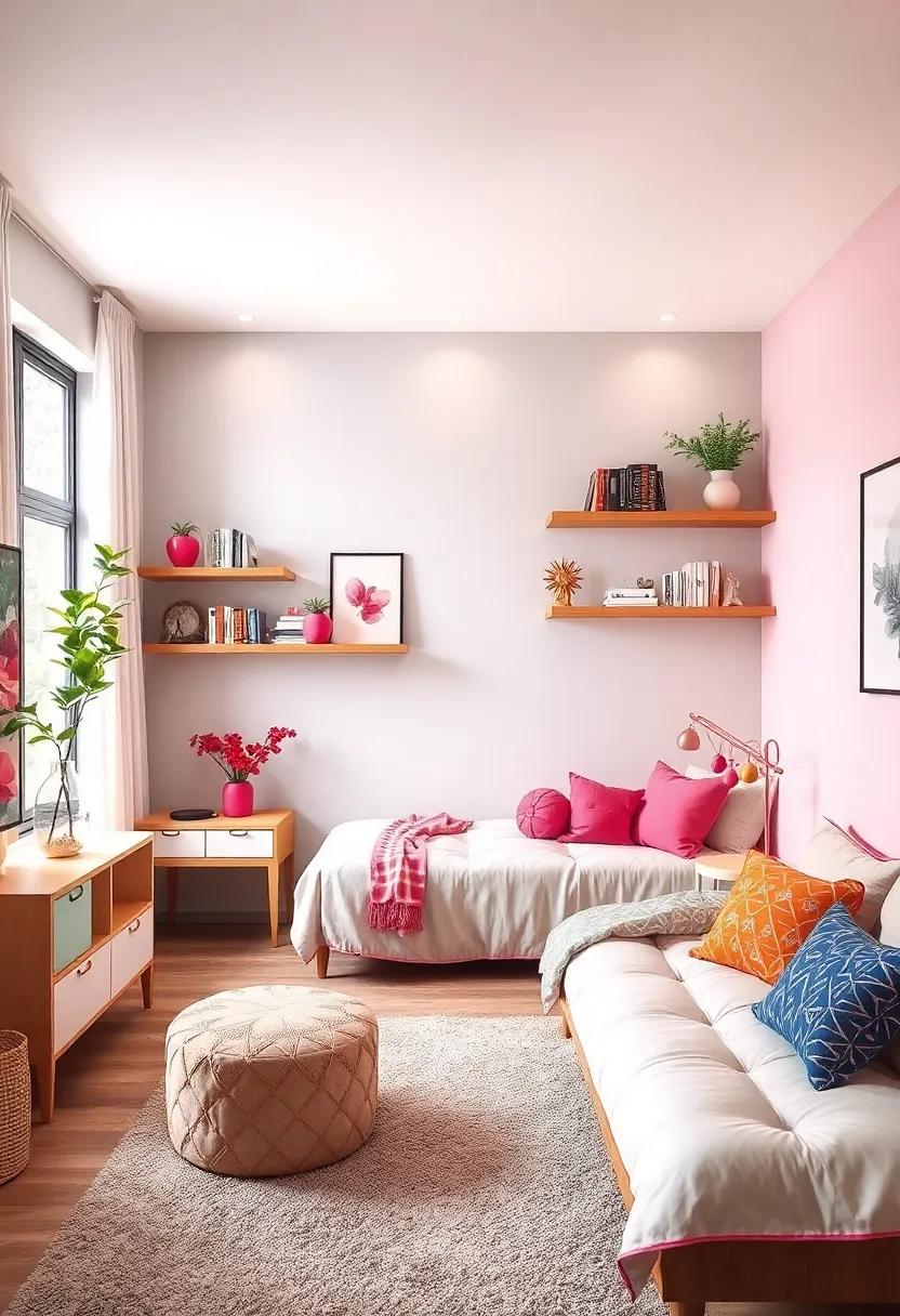 Space-Saving Floating Shelves: Install floating shelves to display ⁢books,photos,and decorative items while⁢ preserving floor space and⁤ style