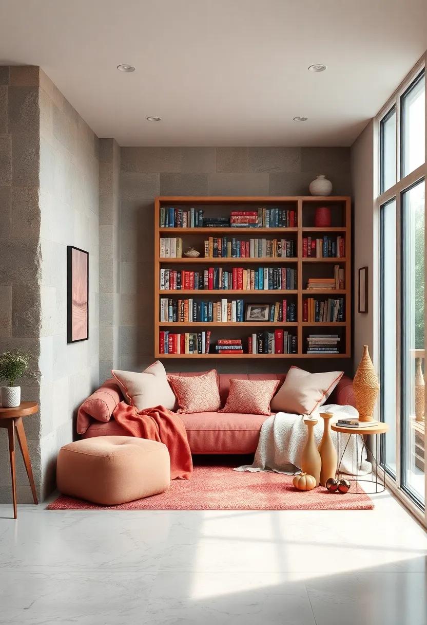 Cozy Reading Nook:​ Set up a corner with plush cushions, a ​soft throw, and a bookshelf ⁤filled with your favorite​ novels for a tranquil retreat
